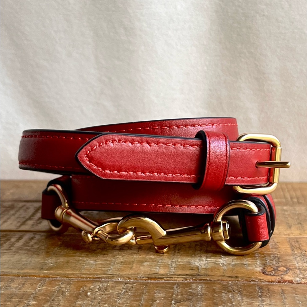 Coach Red Leather Crossbody Replacement Strap with Gold-Tone Hardware